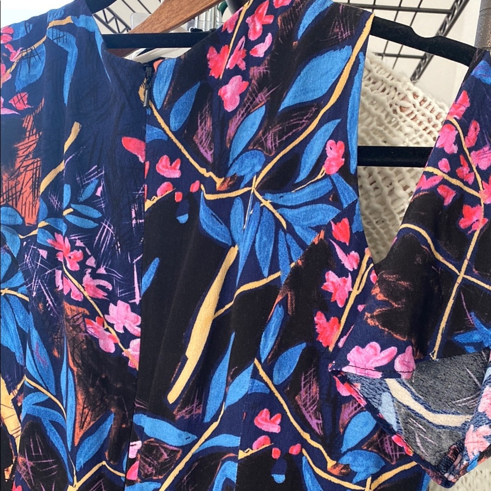 Anthropologie Maeve Floral Blue and Pink Dress size 14 - Picture 8 of 10